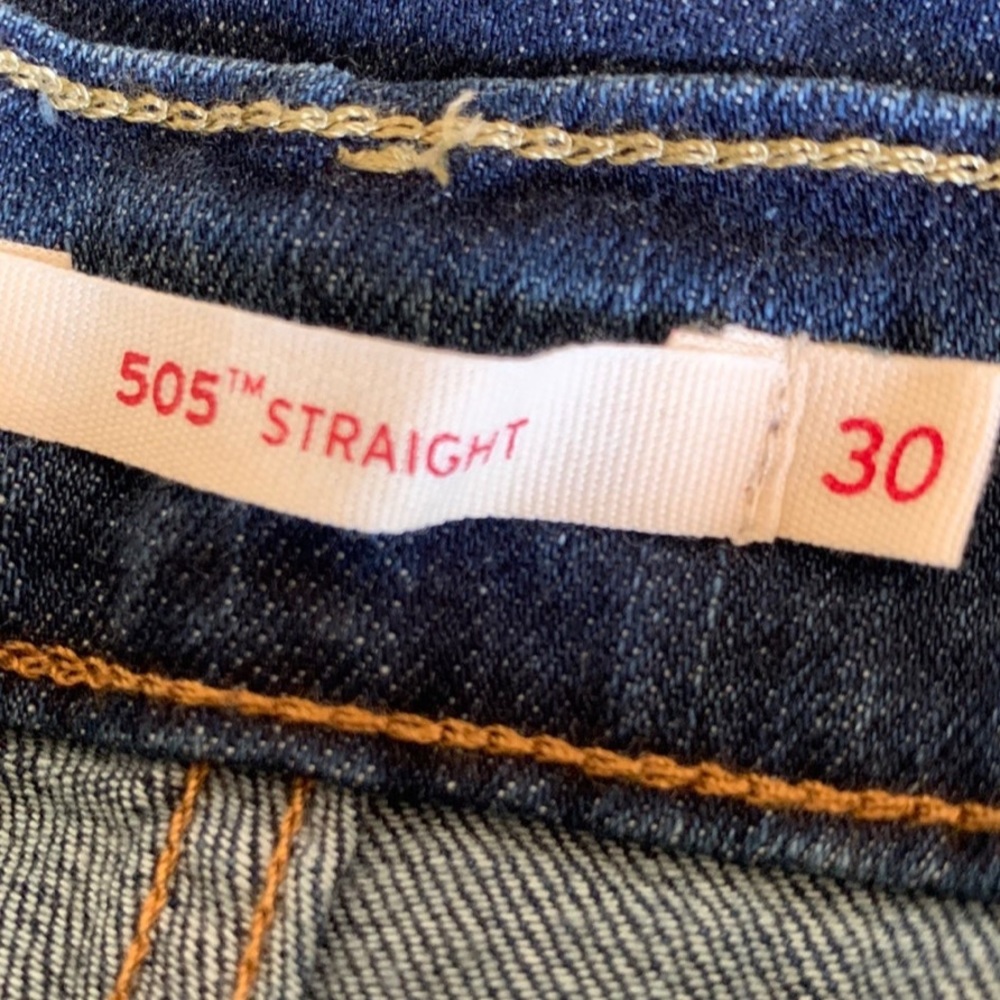 Levi's Men's 505 Classic Dark Wash Mid Rise Regular Fit Straight Leg Blue Jeans - Picture 8 of 11